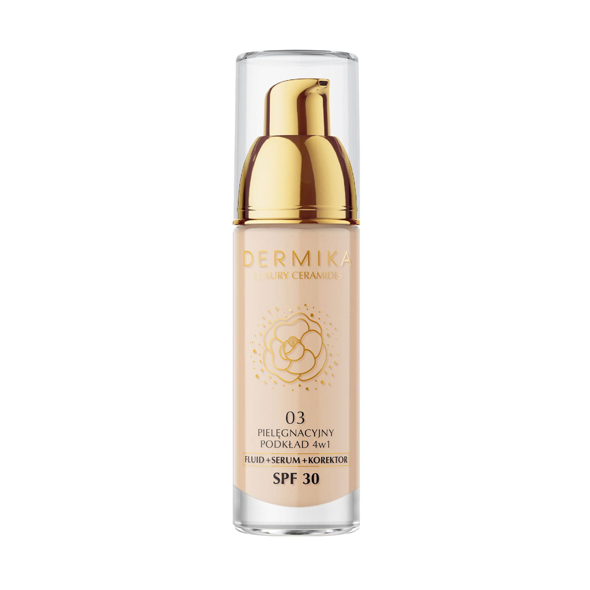 Тональний флюїд для обличчя 4 в 1 Dermika Luxury Ceramides, SPF 30, 03, 30 мл
